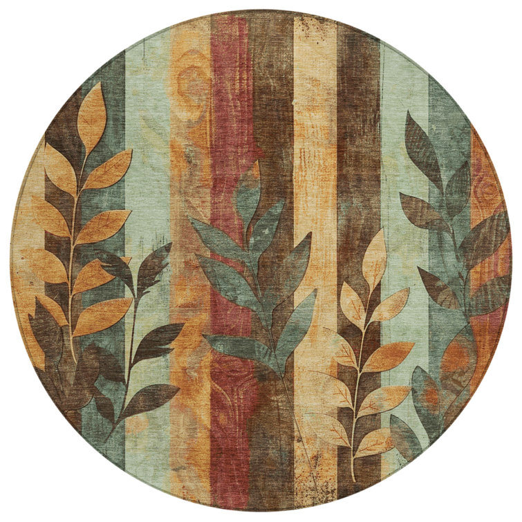 Machine Washable Indoor/Outdoor Xhevrie Wheat Rug