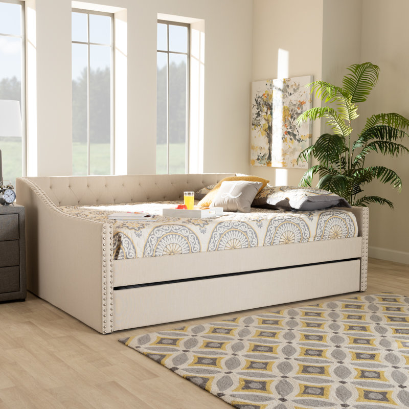 Lit de jour avec couchette Weldon, Grand lit, Beige