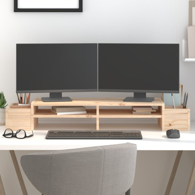 Lakeshi Wood Monitor Stand, Brown