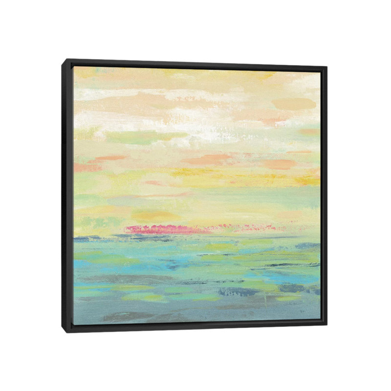 «Pink Clouds I» par Silvia Vassileva - impression, H 26 po x l 26 po x P 1,5 po, Toile avec cadre noir, Aucun mat