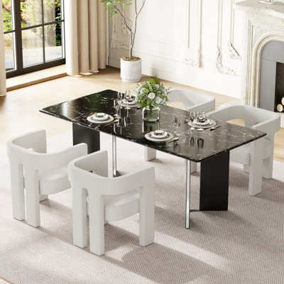 70" Modern Rectangular Dining Table Set