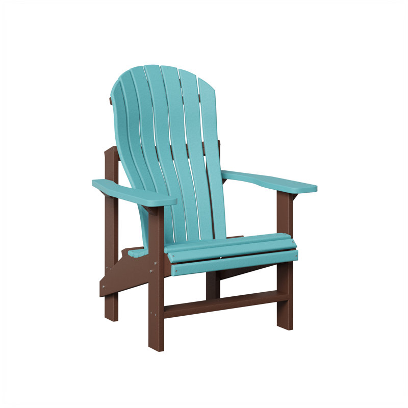 Berlin Gardens Contour Upright Adirondack Chair, Aruba Blue with Chocolate Brown
