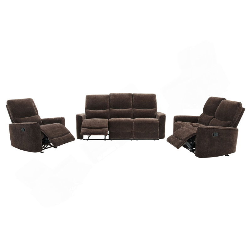 Ensemble de canapé inclinable 3 pièces Trask, Dark Brown