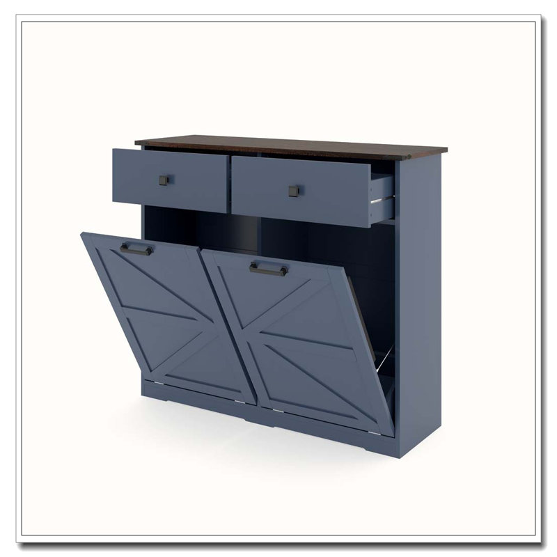 Laundry Sorter Cabinet, Tilt Out Trash Cabine, Antique Navy Blue