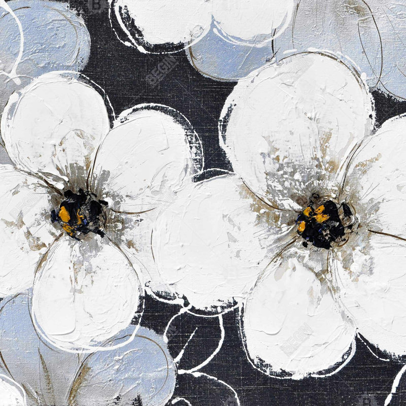 " White Flowers With Leaves Outlines "