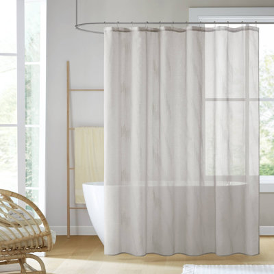 Madison Park Anna Grey Solid Textured Sheer 72x72'' Shower Curtain