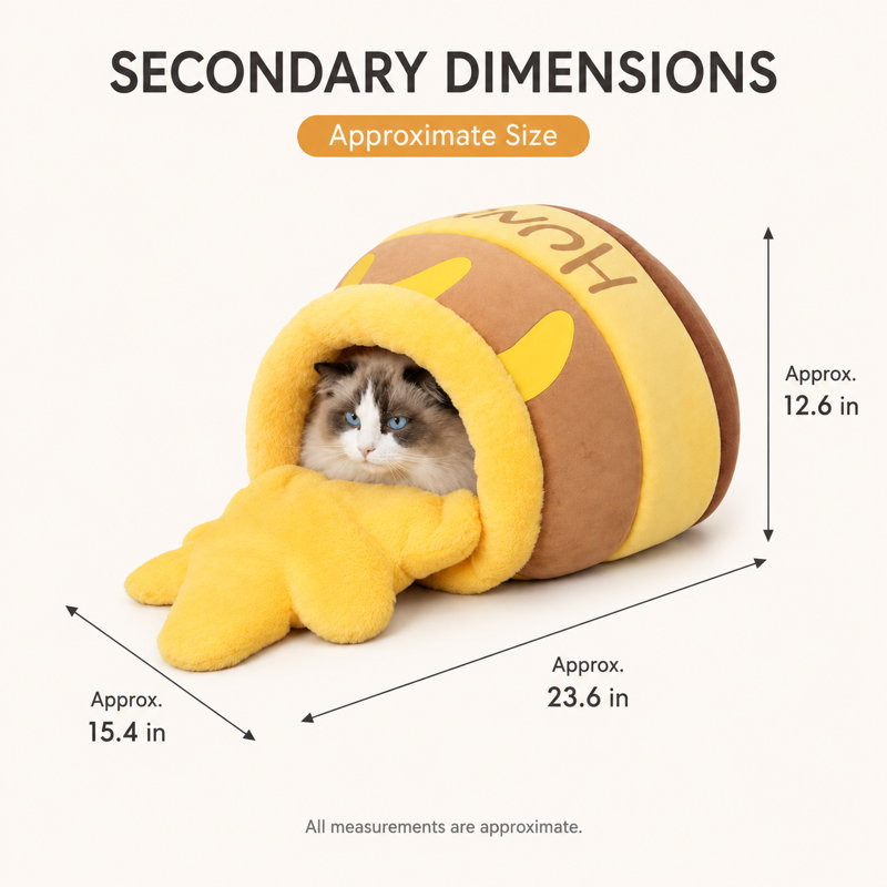 Honey Pot Shaped Cat Bed - Plush and Cozy Pet Nest with Removable Cover, Comfortable Cat Cave for Sleeping and Play