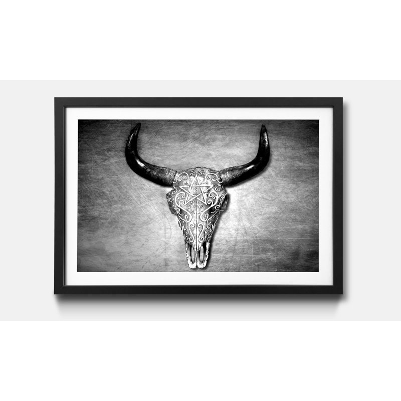 Black White Head - Single Picture Frame Print, 40cm H x 60cm W