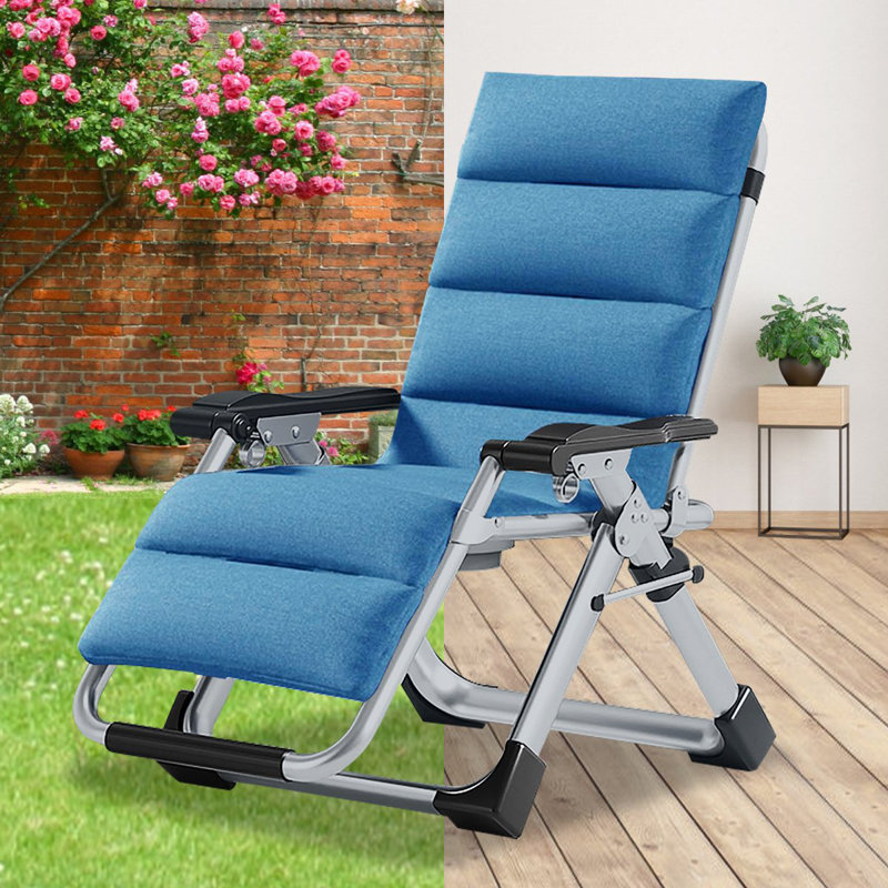 Fauteuil de camping inclinable surdimensionné rembourré, Bleu mer