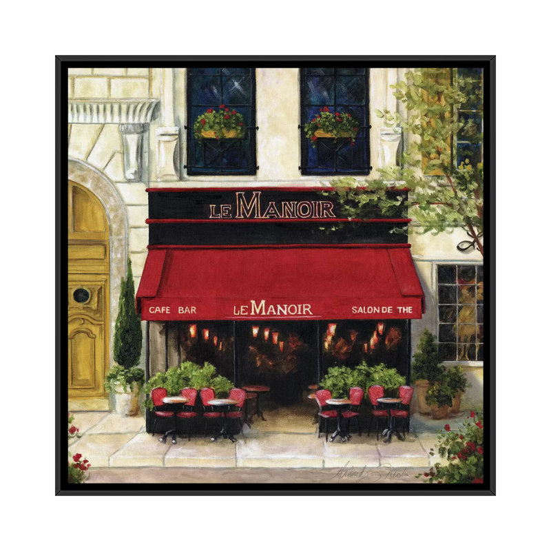 Cafe XIII by Malenda Trick - Painting on Canvas, Black Framed, 45.72 cm H x 45.72 cm W