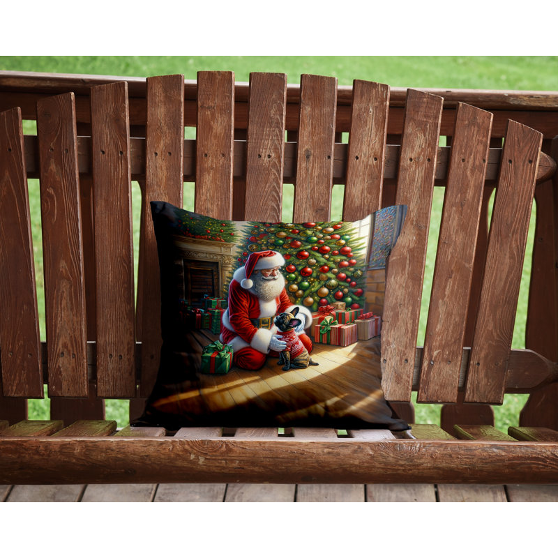 Coussin French Bulldog and Santa Claus, H 14 po x l 14 po