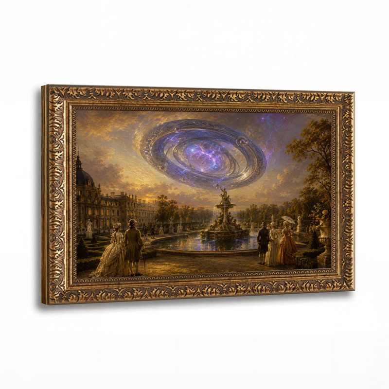 Fontaine du Grand Palais sous une galaxie tourbillonnante - Toile murale d'Halloween, 20"H x 30"W