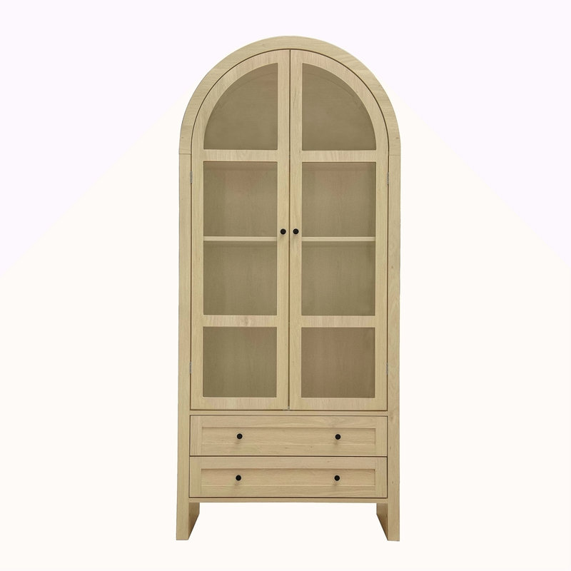 Garde-manger arqué de 70,28 po de hauteur, armoires de cuisine en bois de style campagne moderne, armoire de rangement arquée avec tablettes réglables, armoire polyvalente pour la cuisine, la salle à manger et le salon