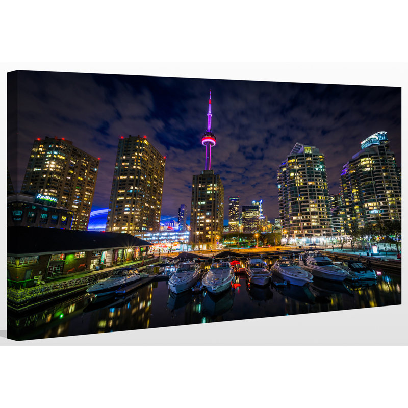 «Marina at the Harbourfront, Toronto Ontario», reproduction de photo sur toile tendue, H 24 po x l 40 po x P 1 po