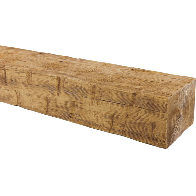 Manteau de cheminée en faux bois récupéré, Caramel chaud, H 5,5 po x l 78 po x P 7,5 po