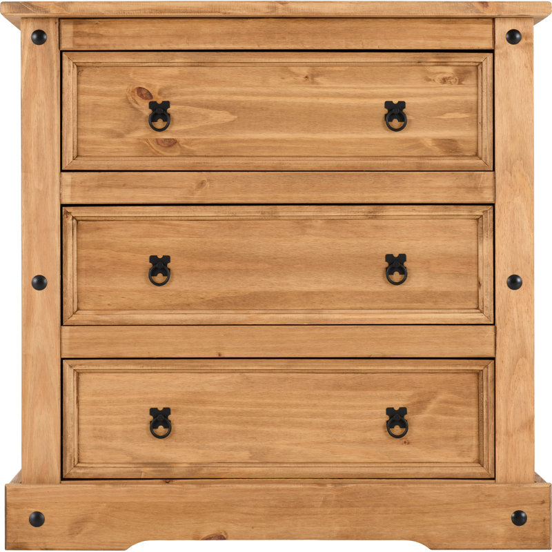 Emerfield 3 Drawer 92Cm W Solid Wood Chest Of Drawers