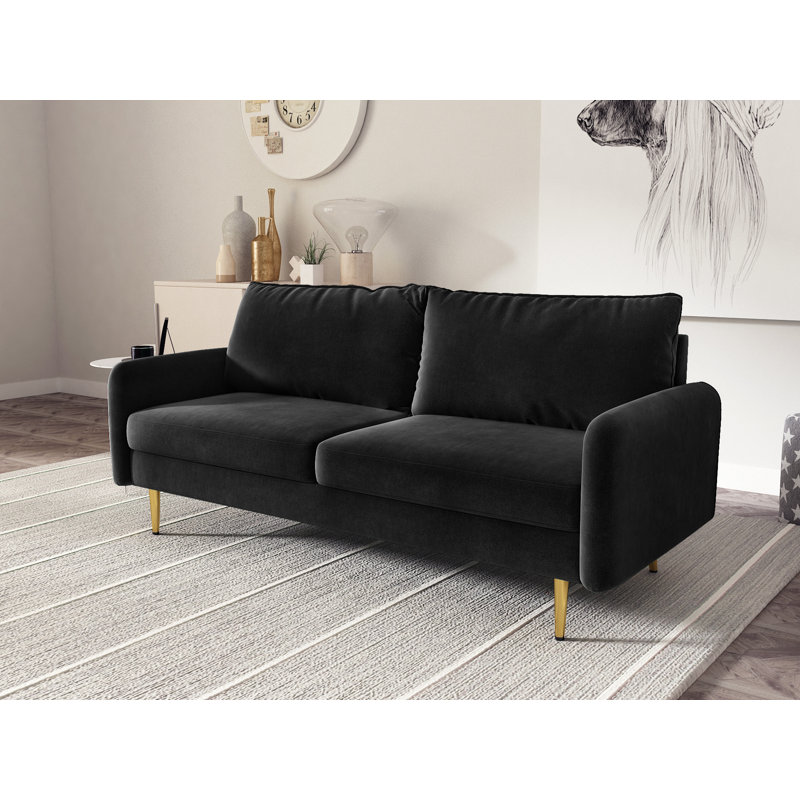 Canapé 70 po, Velours noir