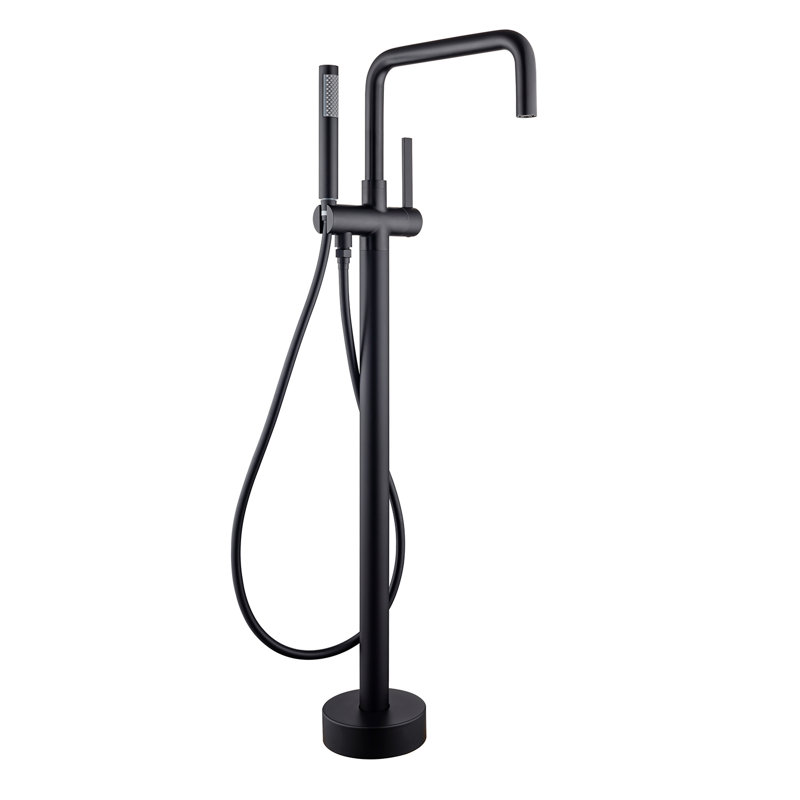 Rainlex Single Handle Floor Mounted Clawfoot Tub Faucet with Handheld Shower Freestanding Faucet, Matte Black