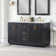 Gazsi 60" Double Bathroom Vanity Set With Grain White Engineered Stone Countertop Without Mirror