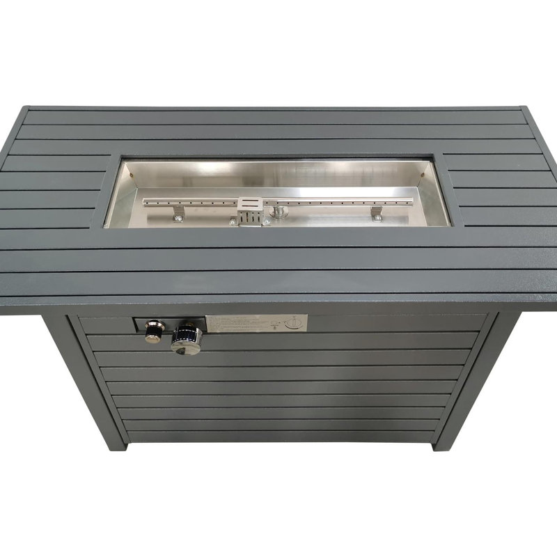 Table de foyer d'extérieur au propane en acier avec couvercle H 25 po x l 42 po