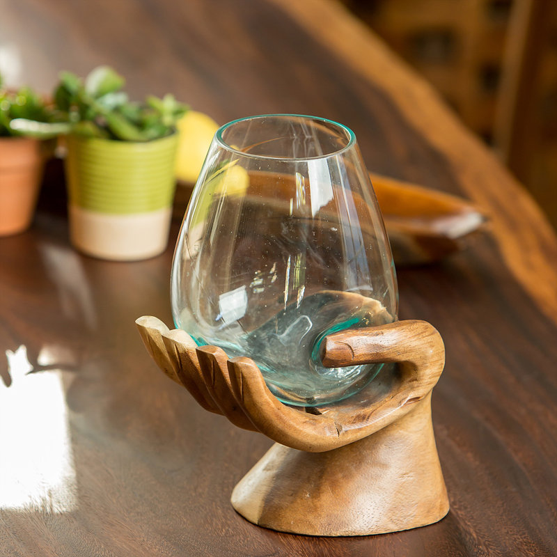 Blown Glass Vase on Hand - Buddhi 11"H