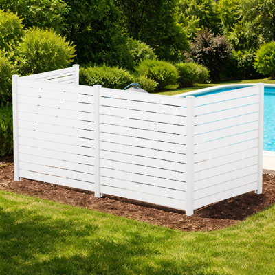 Kozyard 50" W x 48" H Outdoor Privacy Screen with Aluminum Posts, Air Conditioner Fence Panels, Pool Equipment Enclosure, Trash Can Screen Fence Kit for Outside Backyard Patio (White/4Panels)