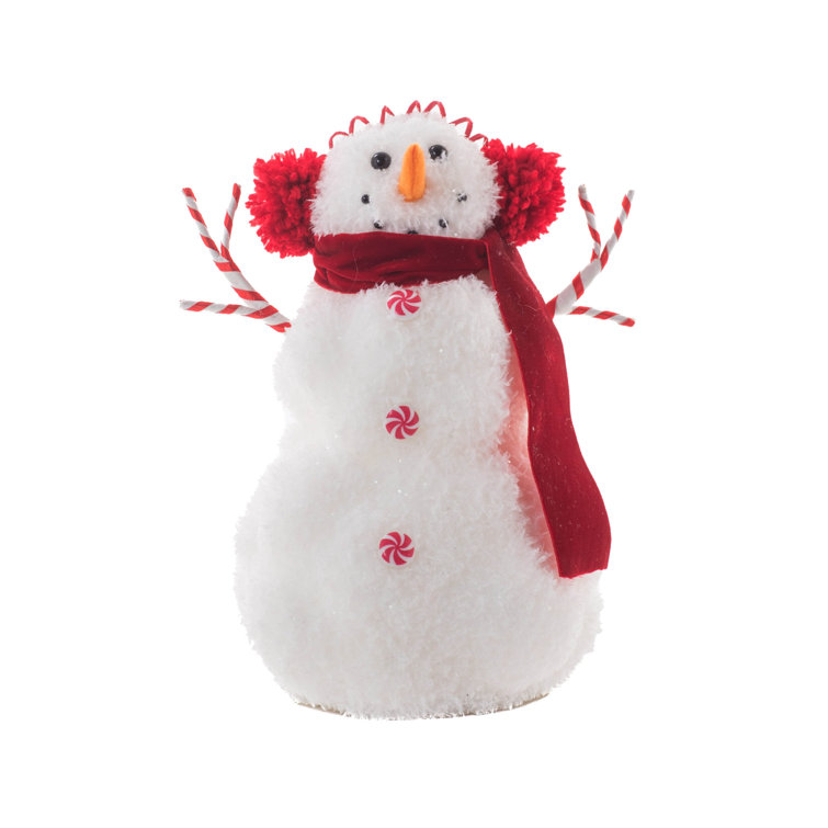 Ice Cube Snowman with Earmuffs Tabletop Christmas Decoration