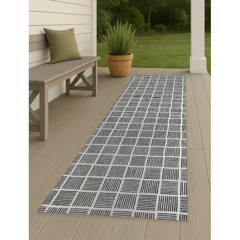 Tapis d'extérieur antidérapant Tally Blocks, Tapis de couloir 2 pi 6 po x 8 pi
