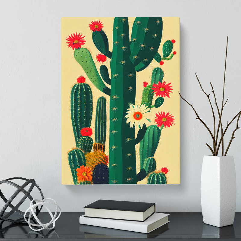 Cactus Cacti Collage - Wrapped Canvas, 60cm H x 40cm W x 3cm D