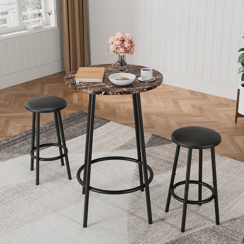 Élégant ensemble de table de bar 3 pièces avec tabourets de bar confortables, idéal pour les petits espaces et une utilisation multi-scénario, avec une fabrication solide et un assemblage facile