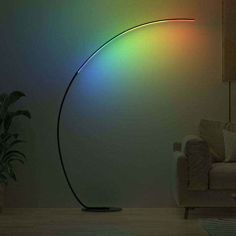 Lampe sur pied arquée à DEL noire 69 po Kalonice