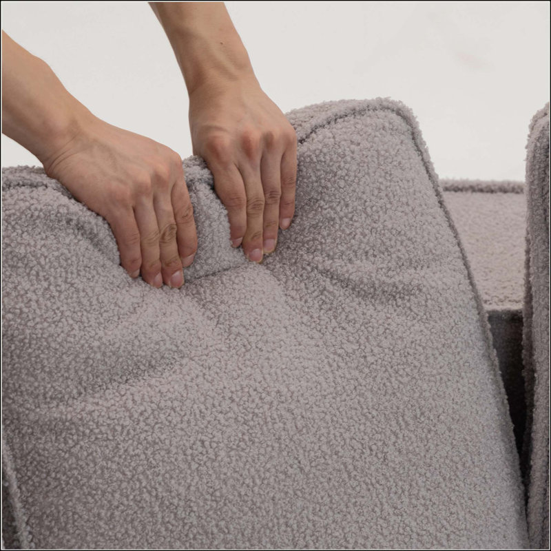 Canapé simple moderne en tissu Teddy, Gris