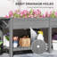 Jardinière surélevée, jardinière surélevée avec doublures de lit et trous de drainage, gris-844704488