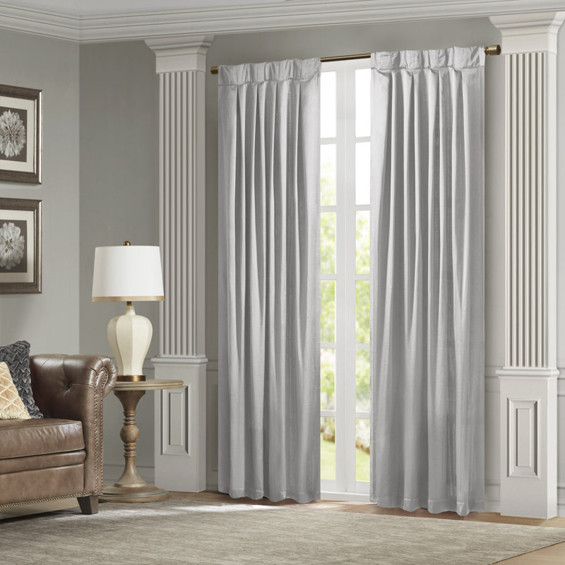 Luxurious Silver Pleat Curtain Panel With Elegant Tieback