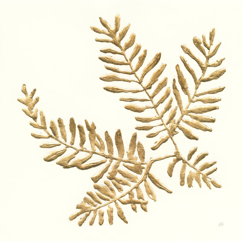 «Gilded Fern II» par Chris Paschke - reproduction d'art sur toile tendue, H 20 po x l 20 po, Toile encadrée flottée blanche