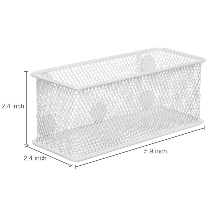 3-Piece White Wire Metal Magnetic Supply Storage Basket, White