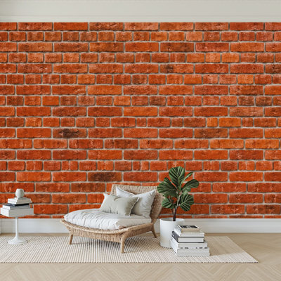Wall Mural Peel and Stick Wallpaper Red Brick Wall Classic Rectangular Self-Adhesive Removable Contact Paper Wall Decor for Living Room Bedroom 100"H x 144"W