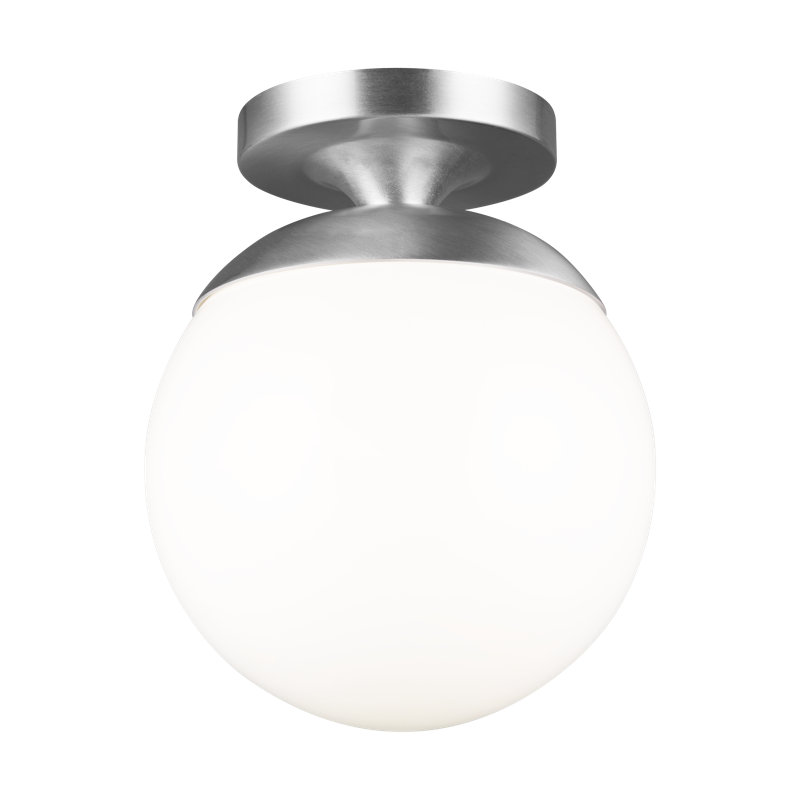 Leo 1 - Light Semi Flush Mount, Satin Aluminum, No, White