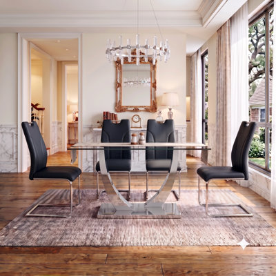 4-Person Dining Table Set,Rectangular Dining Table With Chairs
