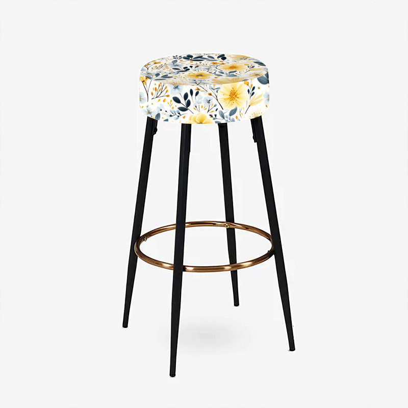Ensemble de 2 tabourets de bar à motif géométrique jaune et bleu