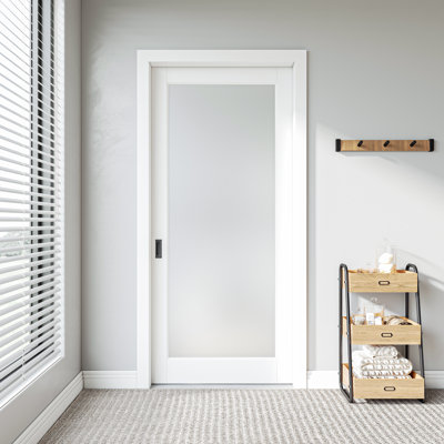 Glass Frosted Pocket Door with Hardware Kit and Door Frame