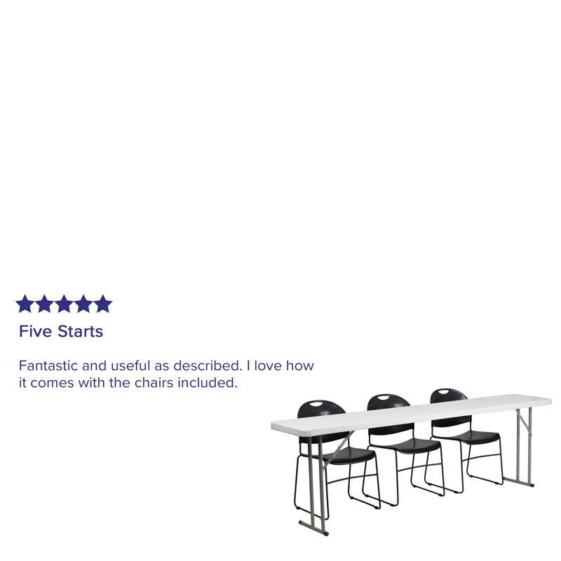 Ensemble de tables pliantes en plastique 18 "x 96" avec 3 chaises empilables Parker
