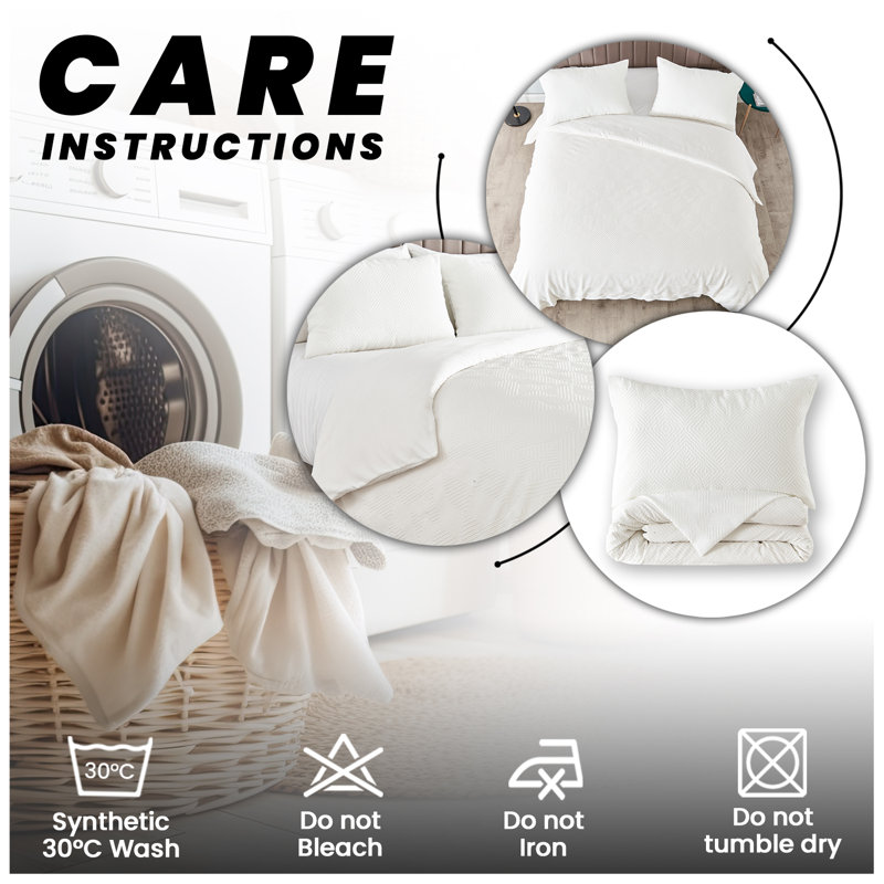  Bedding, White, Kingsize Duvet Cover + 2 Standard Pillowcases