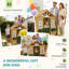 AIYAPLAY Outdoor Playhouse, Wooden Wendy House with Door, 2 Flower Boxes