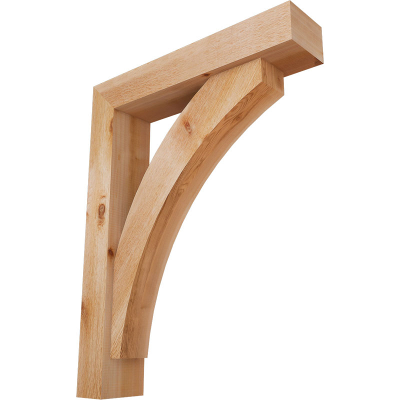 Thorton Block Bracket with Offset Brace, 36 x 28, 6"W Western Red Cedar (Rough Sawn)