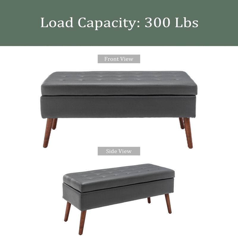 Banc de rangement avec banc de rangement pour l'extrémité de la chambre à coucher du banc de lit, Gris foncé