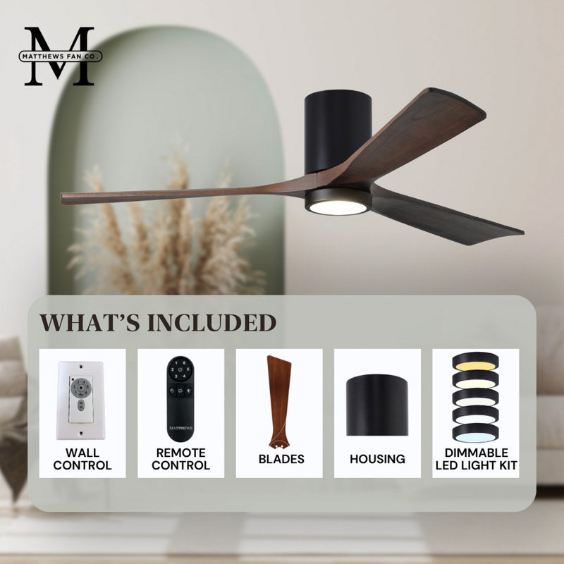 Irene LED Ceiling Fan, 60", Walnut, Matte Black