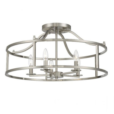 Plafonnier 5 lumières en nickel satiné Maris