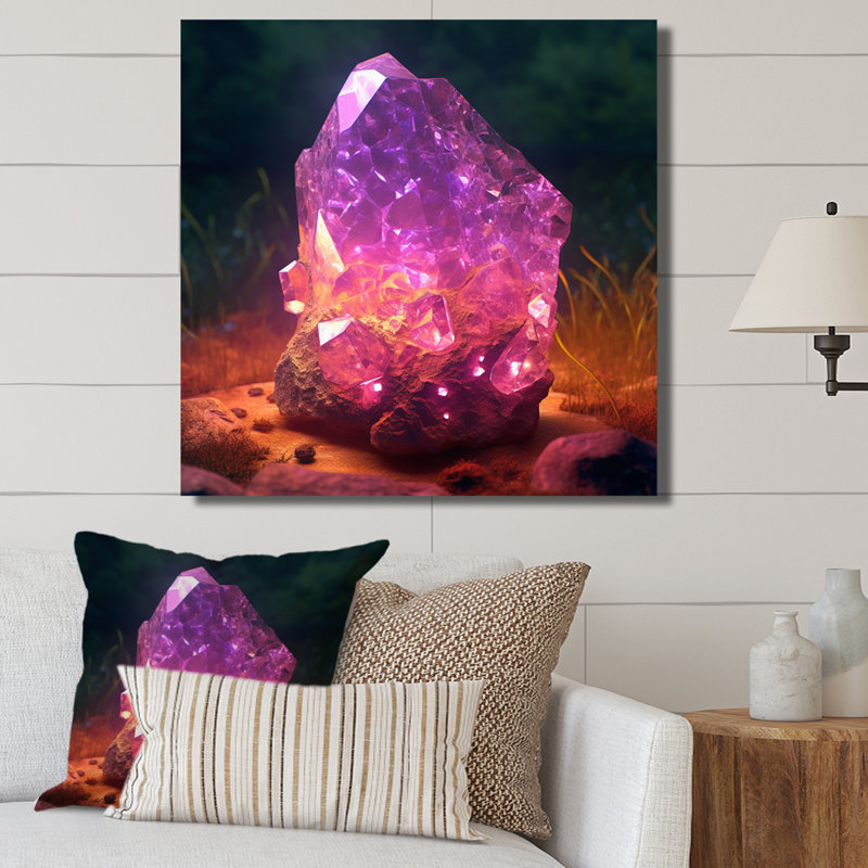 «Purple Gold Vibrant Stones - Stone Geode», art mural sur toile, H 24 po x l 24 po x P 1 po, Toile tendue