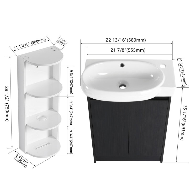 23" Freestanding Bathroom Vanity, Black Chestnut